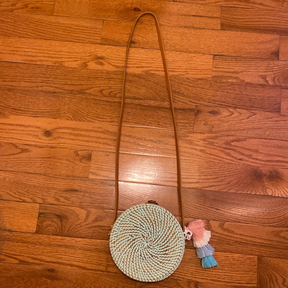 Blue woven purse